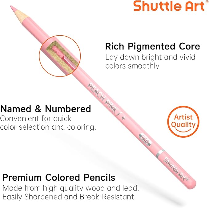 Shuttle Art 60 Pastel Colored Pencils, Colored Pencils for Adult Coloring, Soft Core Pencil in Gift Tin Box, Drawing Pencil for Kids Adults Beginners Artists Drawing Coloring Sketching