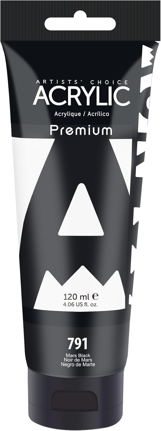 AUREUO Mars Black Acrylic Paint, 4 Fl Oz / 120ml Single Tube, Rich Pigment Art Craft Paints for Canvas, Rocks, Wood, Ceramic, Fabric - Art Supplies for Beginners, Professionals, Artists