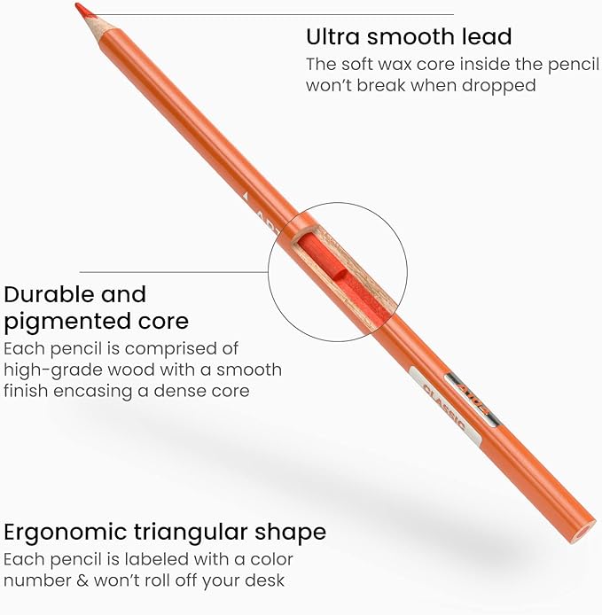 ARTEZA 72 Watercolor Pencils, Water Color Pencils in Assorted Shades, Triangular Shape Drawing Pencils