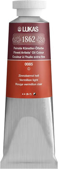 Lukas 1862 Professional German Oil Paint, Vermillion Light 37 mL - w/Beeswax & Non-Yellowing Sunflower Oil, Short Drying Time, Smooth, Outstanding Lightfastness
