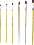 XDT#166A Bright Artist Paint Brush 6 Piece Set, Red Sable Flat Paint Brushes for Watercolor, Acrylic, Oil and Canvas Painting