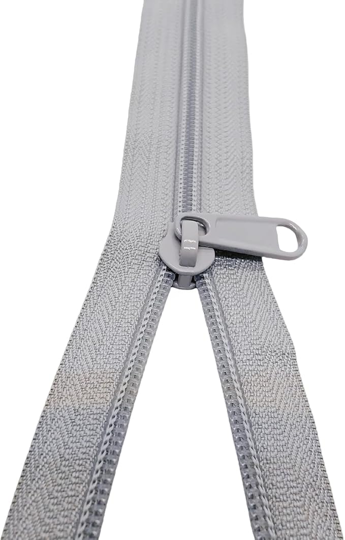 MebuZip #5 Nylon Coil Zippers by The Yard Bulk Zipper Roll Zipper Tape 10 Yards with 25pcs Pulls for Sewing Tailor DIY Craft Bags Pillows (Grey 10Yards)