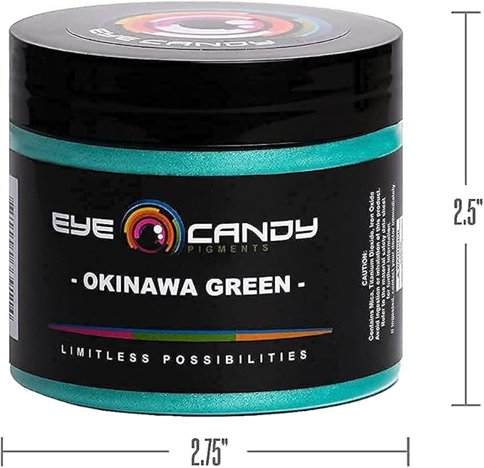Eye Candy Pigments Premium Green Mica Powder - Okinawa Green (50gr) - for Epoxy, Resin, Soap, Paint, Woodworking, Acrylic Pouring, Bath Bombs, Fishing Lures - DIY Arts and Crafts Additive