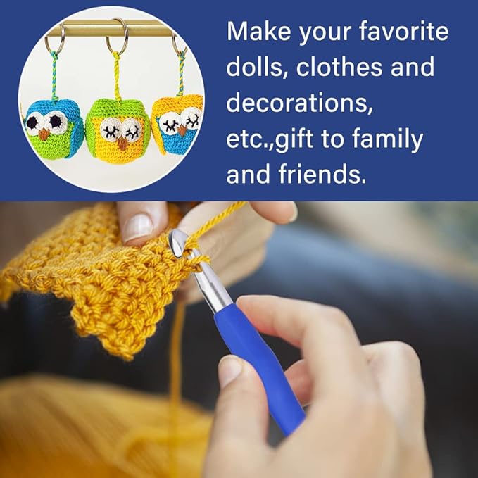 9 mm Crochet Hook, Ergonomic Handle for Arthritic Hands, Extra Long  Knitting Needles for Beginners and Crocheting Yarn (9 mm)