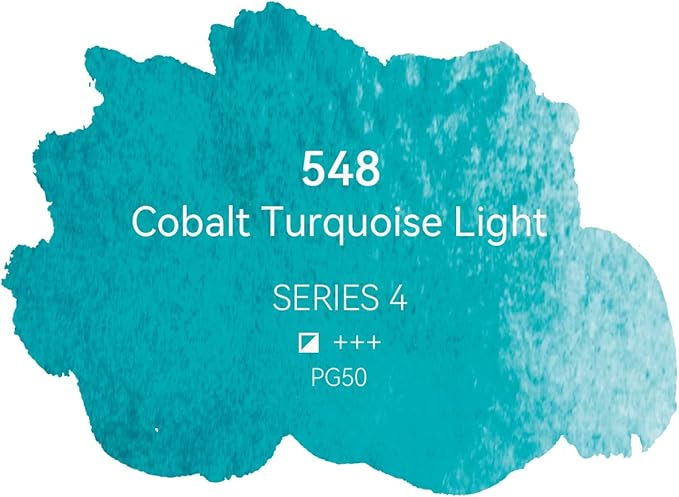 PHOENIX Professional Watercolor Paint - Single Watercolor Half Pan - Cobalt Turquoise Light 548