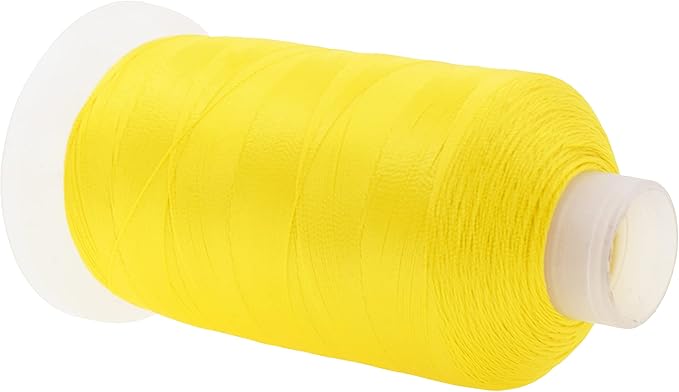 Mandala Crafts Yellow Heavy Duty Thread - 1500 Yds Tex 90 Bonded Polyester Threads for Sewing Drapery, Jeans, Leather, Hair, Outdoor Marine Upholstery