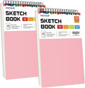 Soucolor Art Supply Set - Sketching & Drawing Kit, Sketchbook Art Paper for Adult Artists, 9" x 12" Sketch Book, 2-Pack 100 Sheets Spiral Bound Sketchbook, Acid Free