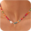 Ursteel Colorful Initial Cute Necklaces for Girls - Trendy Beaded Choker Necklace for Women Teen Girl, Handmade Letter Necklace Valentines Galentine Gifts for Women Girls Jewelry