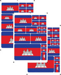 vmcoatdu Cambodia Kampuchea Flag Laser Printing Sticker 3 Pcs Decal in Multiple Sizes Stickers (Red Cambodia Kampuchea)