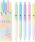 Gel Pens, 5 Pcs Black Ink Pens for Women, 0.7mm Medium Point Smooth Writing Pens with Silicone Grip, High-End Series Metal Clip Retractable Pens for Journaling Note Taking (5 Pcs Pastel)