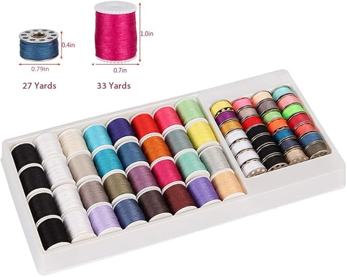 NEX 60 Pcs Bobbins Sewing Thread Kit, Polyester Mini Bobbins and Thread Spools for Hand & Machine Sewing
