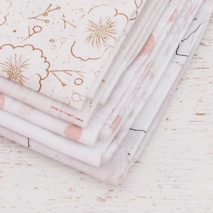 Threadart Exclusive 5 Fat Quarter Bundles - White Vintage Prints 100% Cotton Fabric - Premium 100% Cotton Quilting Fabric - No Duplicates - Full Size Fat Quarters 18"x21" - White