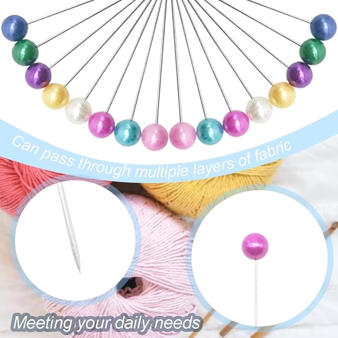 100 Pcs Multicolor Sewing Pins 65mm/2.55in Straight Pins Pearlized Ball Head Quilting Pin Corsage Stick Pin for Fabric Sewing Quilting and DIY Sewing Crafts (65mm/DT)