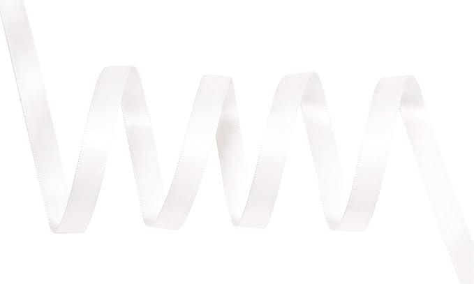 YAMA White Double Faced Satin Ribbon 3/8 Inch 25 Yards Thin White Ribbon for Gift Wrapping Crafts Bows Wedding Party Decoration