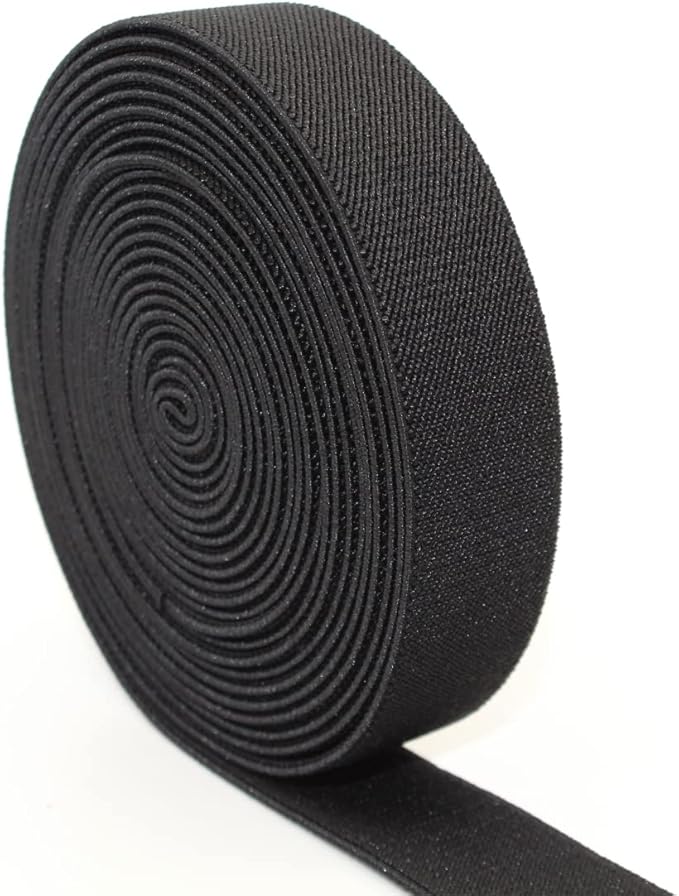 Sewing Elastic Band 1-Inch by 10-Yard Black Colored Double-Side Twill Woven Elastic
