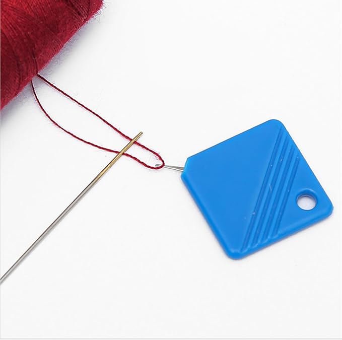 LB 2025 Sewing Machine Needle Threader 10Pc Blue Universal Square Metal Hand & Machine Threader Tool Durable Quick Insertion Kit with Ergonomic Design for Home/Professional Tailors