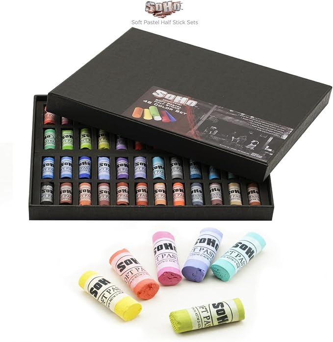 Soho Urban Artist Soft Pastels Set of 120 Unique, Vibrant Colors - Half Stick 1.3" Long, Soft Pastels for Artists, Velvety Texture, Lightfast, Perfect for Layering & Blending