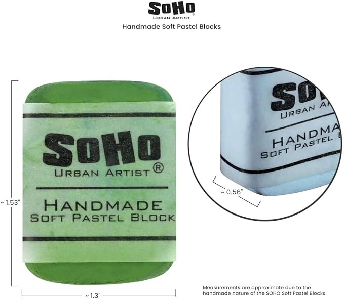 Soho Urban Artist Handmade Soft Pastel Blocks - Assorted Set of 12 Professional Pastels - Velvety Colors for Toning Paper, Large-Scale Drawings, & Layering - Lightfast and Highly Pigmented