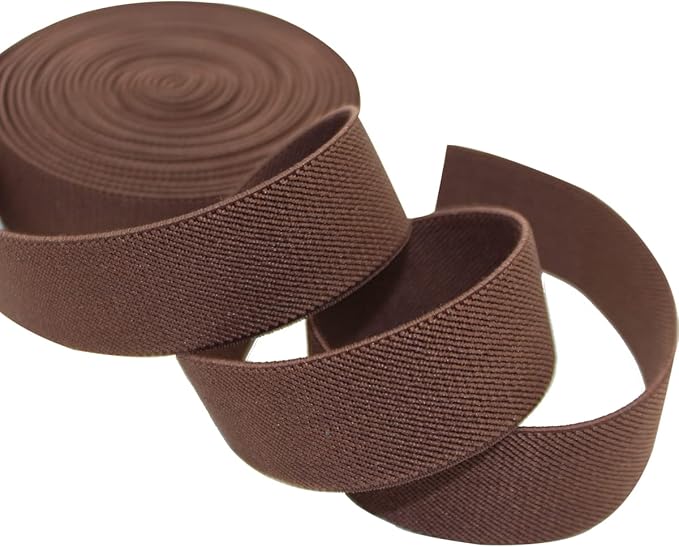 Sewing Elastic Band 1-Inch by 5-Yard Brown Colored Double-Side Twill Woven Elastic