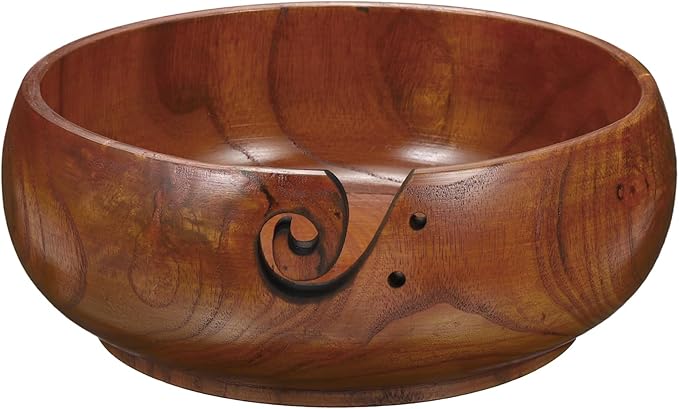YOKIVE Wooden Yarn Bowls for Crochet Bamboo Yarn Knitting Bowl for Mother Grandma Women Lover, 7.1" x 3"