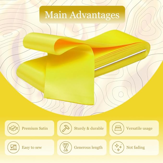 Yellow Satin Blanket Binding 2 Inch x 4 3/4 Yards Single Fold Tape for Quilt Edging Smooth Finish Easy to Sew On Durable Trim Material Ideal for Blanket Crafts DIY Projects Sewing