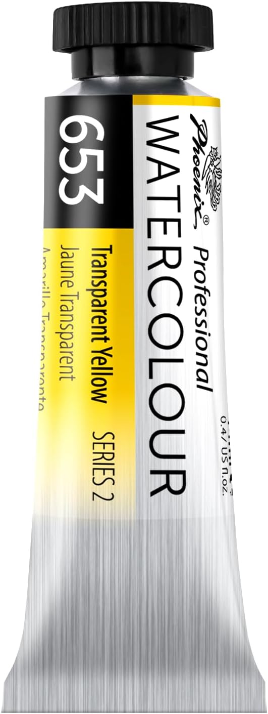 PHOENIX Professional Watercolor Paint Single Tube - 0.47 Fl Oz / 14ml - Transparent Yellow