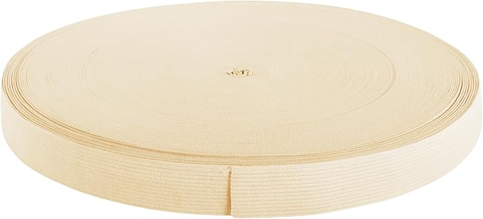 Mandala Crafts Wide 1/4 Inch Beige Elastic Bands Spool for Pants Waistbands Sewing and DIY Crafts, 153 YD Stretchy Flat Fabric Strap Knit Elastic Band for Wig