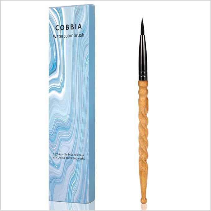 Round Watercolor Brush Size 4 - Professional Squirrel Hair Artist Brush for Watercolor, Acrylic & Gouache - Features a Hand-Carved Spiral Handle for Precision Detail and Small Washes
