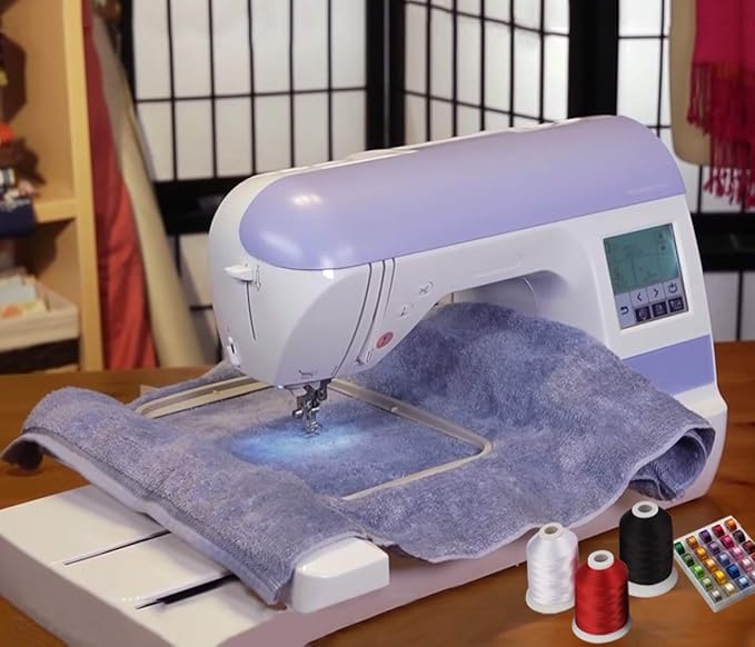 Simthread 63 Colors Polyester Compatible with Brother Embroidery Machine Thread Kit 40 Weight Compatible with Brother Babylock Janome Singer Pfaff Husqvarna Bernina Embroidery Sewing Machines 550Y