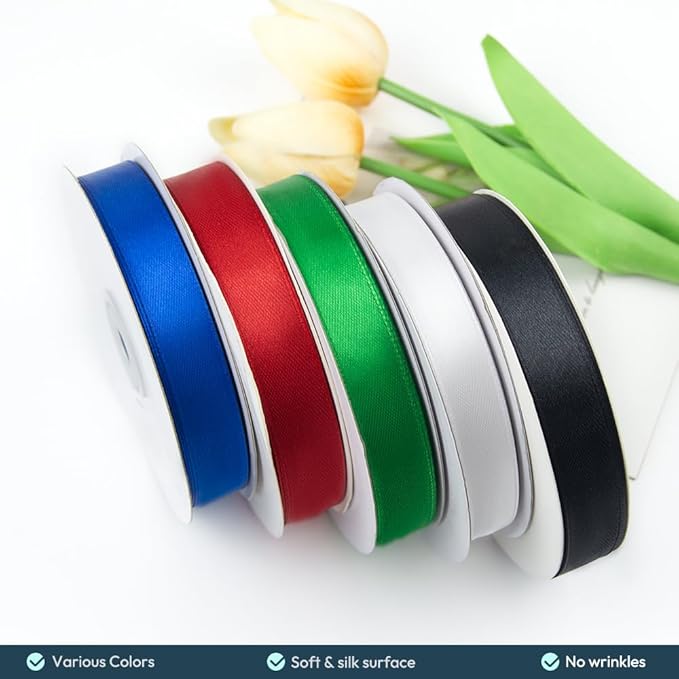KMER LIFE 5/8" Wide x 50 Yards Royal Blue Satin Ribbon - Perfect for Wedding Decor, Wreaths, Crafts, Gift Wrapping & Other Projects