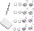 8 Pcs Duvet Clips with Pins Quilt Fixer,Non-Slip Duvet Cover Clips,Duvet Clips to Hold Comforter Inside,No Needles，Bear Pattern(Inc Hook Tool,Storage Box)(Gray)