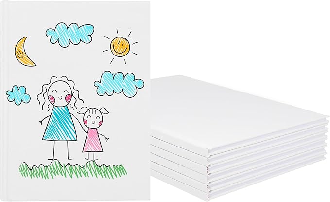 6 Pack White Hardcover Blank Book 6x8 inch, Hardcover Blank Book for Students to Write Stories, Draw Sketch Journal（White，22 Sheets/ 44 Pages Each）