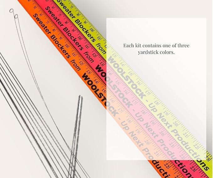 Leslye Solomon's Blocking Wires Kit - The Original Knitting & Crocheting Blockers kit, with Multiple Lengths, a neon Yardstick, 30 T-pins and Leslye's Blocking Facts and Instructions
