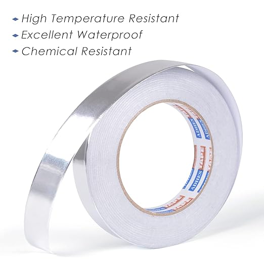 ADHES Foil Tape Aluminum Tape Heat Resistant Tape, Withstand from 80°C to 100°C, 10 Rolls x 0.78 Inch x 55 Yards, Metal Duct Tape for HVAC, Repair Sealing and Insulation, Total 360 Yards
