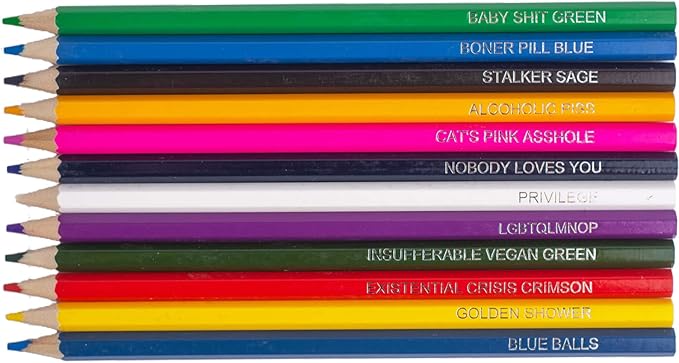 48 Funny & Offensive Colored Pencils for Adults – Pre-Sharpened Gag Gift Set for Adult Coloring Books, Cussing, Pranks, and Creative Stress Relief