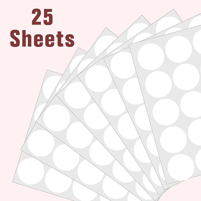 1.5" Round Colored Removable Stickers Labels - White,Pack of 500