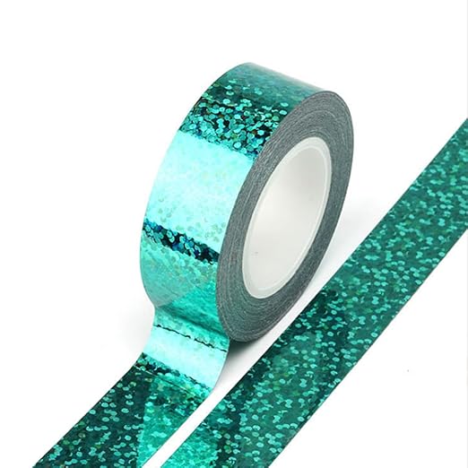 Glitter Prism Tape Strong Adhesive Holographic Sparkle Washi Tape Reflective Glitter Sparkle Tape Sparkle Decorative Tape Sparkle Masking Tape Glitter Crafting Tape (8 Rolls, 0.6in x16.5ft)