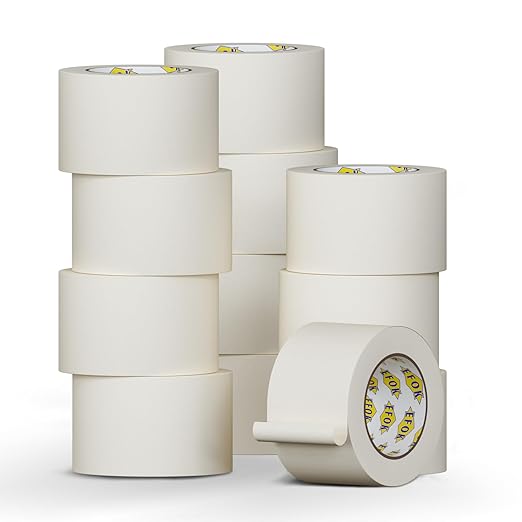 12 Pack Masking Tape 3 Inch Wide Bulk, Beige, General Purpose White Painters Tapes for Drafting, Packing, Labeling, 3 Inch × 55 Yards Total 660 Yards