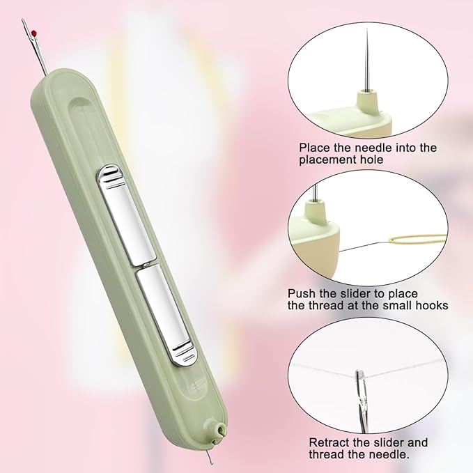 4 Pcs Needle Threaders Sewing Kit, FineGood Upgrade 2 in 1 Seam Ripple with Mini Sewing Scissors for Hand Sewing, Knitting, Thread Removal