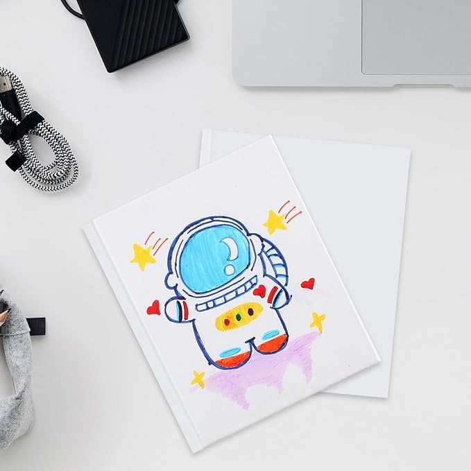 zmybcpack 12 Pack Small White Hardcover Blank Book 4.3x5.5 inch, Hardcover Blank Book for Kid to Write Stories, Draw Sketchbooks (White, 22 Sheets/ 44 Pages Each