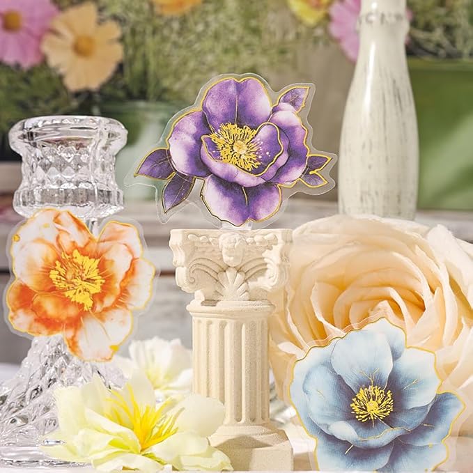 Alideco 120pcs Scrapbook Stickers Vintage Romantic Flowers Scrapbooking Junk Journal Crafts Embelishment Decoration Stickers (liujinhuaxiao)