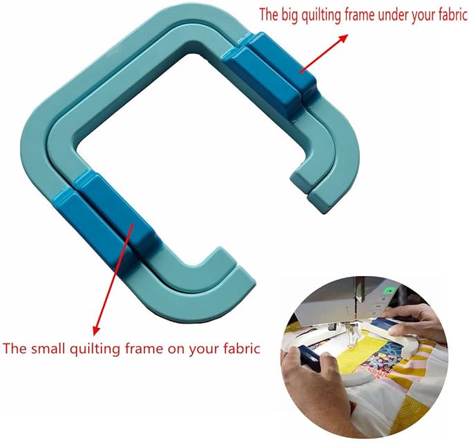 HONEYSEW 2PCS Fabric Guide Quilting Frame Templates Free Motion Fabric Grip Essential Guide+Low Shank Quilting Foot and 5PCS Thang Sewing Tool
