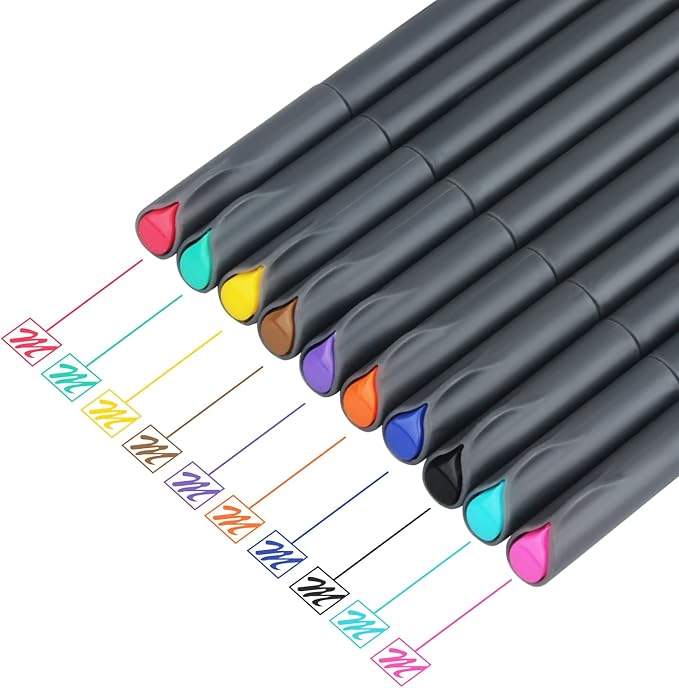 MyLifeUNIT Colored Pens, 20 Pieces 0.4 mm Fine Liner Pens Set for Writing, Sketching, Drawing and Journaling, 10 Assorted Colors