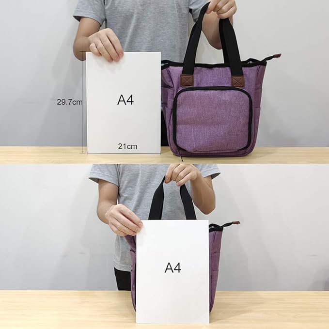 SumDirect Yarn Bag, Knitting Organizer Tote Bag Portable Storage Bag for Yarns, Carrying Projects, Knitting Needles, Crochet Hooks, Manuals and Other Accessories (Purple)