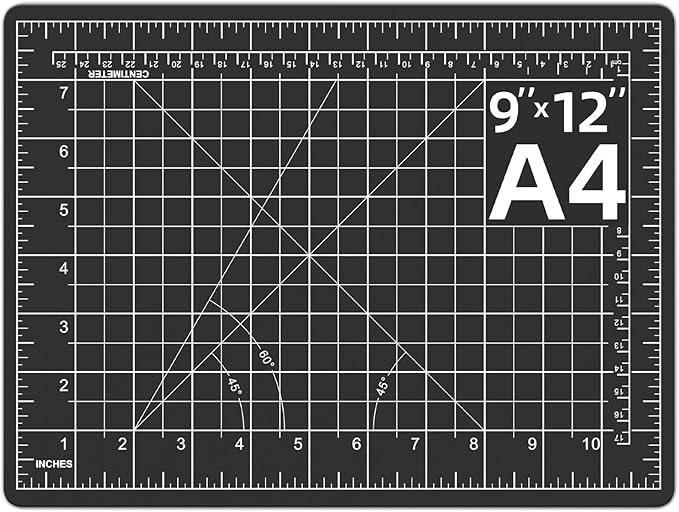 DIYSELF Cutting Mat 9in×12in, Cutting Mats for Crafts, Self Healing Cutting Mats A4, Fabric Cutting Mat Double Side for Sewing, Quilting, Rotating Craft Mat for Desktop