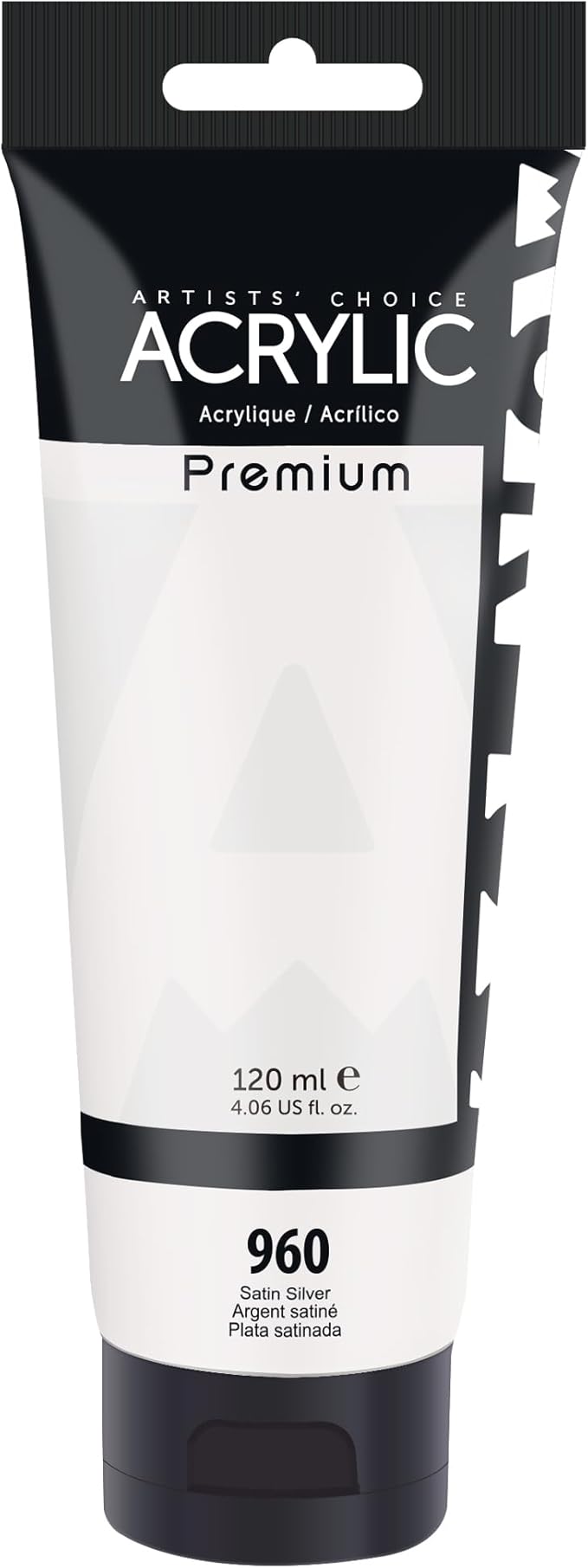 AUREUO Satin Silver Acrylic Paint, 4 Fl Oz / 120ml Single Tube, Rich Pigment Art Craft Paints for Canvas, Rocks, Wood, Ceramic, Fabric - Art Supplies for Beginners, Professionals, Artists