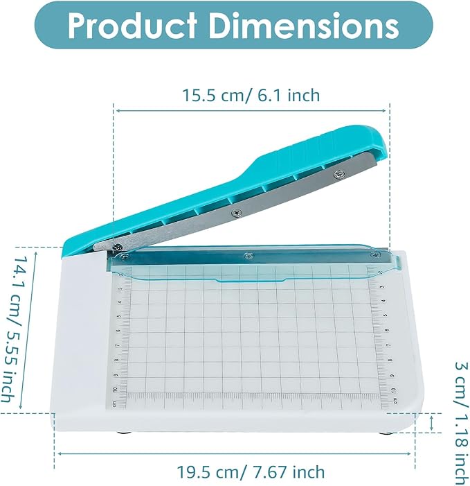 Small Paper Cutter 6 inch Cut Length, Non Slip Paper Trimmer Compact and Portable Curved Strip Cutters for Cutting Coupon Craft Card and Photo (White)