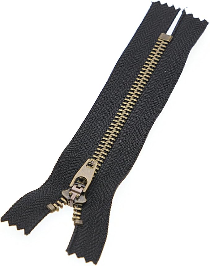 4# Black Metal Zipper Close End Antique Brass Y-Teeth Zipper 4 Inch Jeans Zippers 6pcs,10 cm (Black-Brass) Leekayer