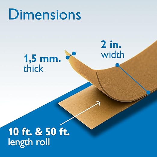 FindTape Polyester 1.5mm Felt Tape – 2 in. x 10 ft. Felt Strips with Adhesive Backing and Furniture Strips, Great for Arts and Crafts, Classrooms, and Protecting Furniture (Copper)