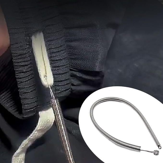2 PCS Spring Drawstring Needle Threader,DIY Rope Threader Clip,Drawstrings Replacement with Easy Threaders,Drawstring Threader Tool Set,for Drawstring Replacement for Hoodies,Pants